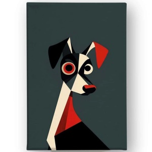 Tablou decorativ model caine canvas, 70x100 cm, panza/lemn, multicolor - Verificat A · Re-Bloom
