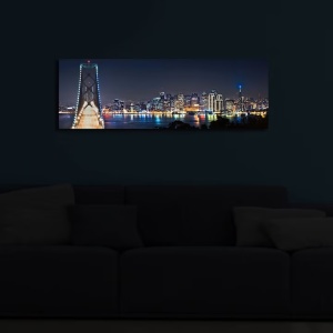 Tablou decorativ Re-Bloom, LED, lemn/panza, multicolor, 30 x 90 cm - Img 2