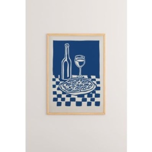 Tablou decorativ Re-Bloom, lemn masiv/hartie, albastru/alb, 33 x 48 cm - Img 1