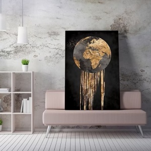 Tablou decorativ Re-Bloom, lemn/panza, negru/auriu, 50 x 70 cm - Img 3