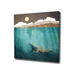 Tablou decorativ Re-Bloom, model balena, panza/lemn, multicolor, 45 x 45 cm