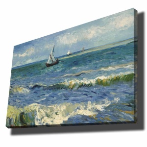 Tablou decorativ Re-Bloom, model barca pe mare, panza/lemn, multicolor, 70 x 100 cm