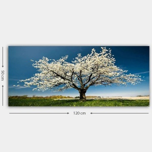 Tablou decorativ Re-Bloom, model copac, lemn/panza, multicolor, 120 x 50 x 3 cm - Img 2