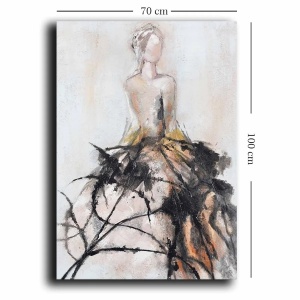 Tablou decorativ Re-Bloom, model femeie, panza/lemn, multicolor, 70 x 100 cm - Img 2