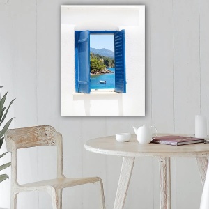 Tablou decorativ Re-Bloom, model fereastra, panza/lemn, multicolor, 70 x 100 cm - Img 3
