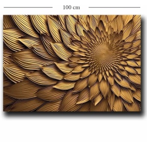 Tablou decorativ Re-Bloom, model floare, lemn/panza, galben, 70 x 100 cm - Img 2