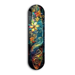 Tablou decorativ Re-Bloom, model floral, sticla securizata, multicolor, 20 x 80 cm