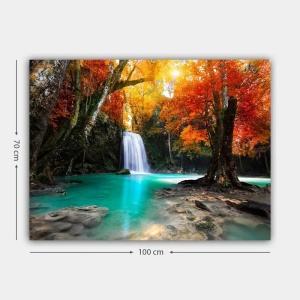 Tablou decorativ Re-Bloom, model peisaj, panza/lemn, multicolor, 100 x 70 cm - Img 2
