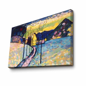 Tablou decorativ Re-Bloom, model peisaj, panza/lemn, multicolor, 70 x 100 cm