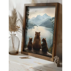 Tablou decorativ Re-Bloom, model ursuleti, MDF/lemn masiv, multicolor, 35 x 47 x 3,5 cm - Img 2