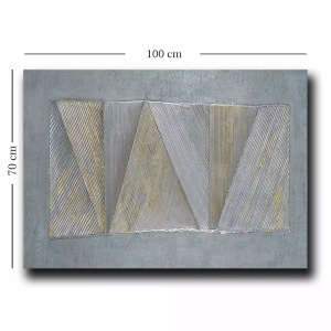 Tablou decorativ Re-Bloom, panza/lemn, gri/auriu, 70 x 100 cm - Img 4
