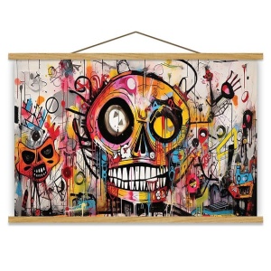 Tablou decorativ Re-Bloom, panza/lemn, multicolor, 50 x 70 cm - Img 1
