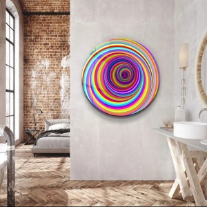 Tablou decorativ Re-Bloom, sticla calita, multicolor, 80 x 80 cm - Img 2