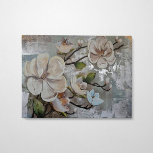 Tablou Mercer41, model floral, panza/lemn, multicolor, 70 x 100 cm