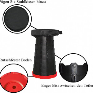 Taburet pliabil telescopic Kapler, polipropilena, negru/rosu, 25 x 45 cm