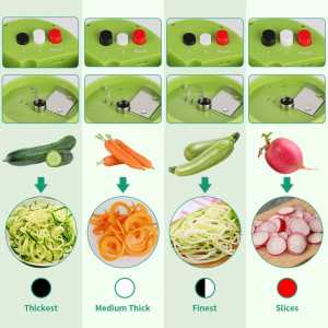 Taietor manual pentru legume Sweetiday, plastic/otel inoxidabil, alb/verde/transparent, 15 x 8,4 cm - Img 5