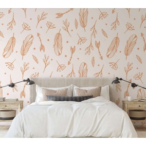 Tapet autoadeziv Re-Bloom, vinil, alb/maro, 400 x 270 cm