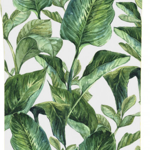 Tapet Leaves alb / verde, 250x90cm