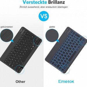 Tastatura iluminata pentru tableta Emetok, plastic, negru, 78 taste, 24,7 x 15 x 0,6 cm
