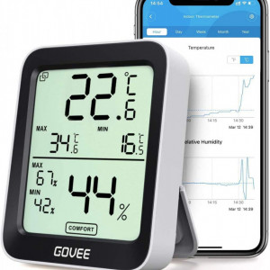 Termometru/higrometru Govee, LCD, alarma, notificare, 6,3 x 7,6 cm
