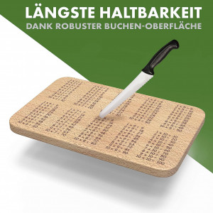 Tocator cu tabla inmultirii Liebspecht®, lemn masiv de fag, maro, 22,6 x 14,6 x 1 cm - Img 4