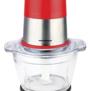 Tocator de legume HMC-D300RD, Putere 300W, Capacitate 1L, Bol din sticla, Lame din inox, 2 viteze, Rosu