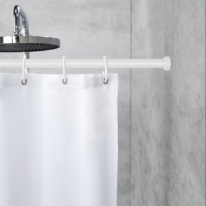 Touws bara extensibila perdea de dus 70-115 cm, aluminiu vopsit, capace cauciuc antiderapante, alba - Verificat A · Re-Bloom - Img 2