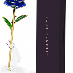 Trandafir iNeego, 24K, auriu/albastru, 7 x 28 cm - Img 1