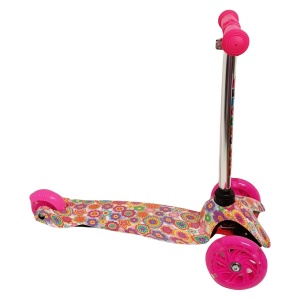 Trotineta cu 3 roti si luminite multicolore, Roz, PC 54-A - Img 3