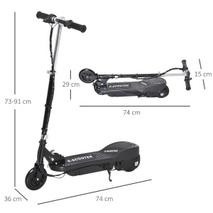 Trotineta electrica copii Re-Bloom, otel/PP/PU, 74x36x73-91 cm, pliabila 74x15x29 cm, 120W 2x12V 4.5Ah, 12 km/h, varsta 7-14 ani, 50 kg, negru - Verificat A · Re-Bloom - Img 2