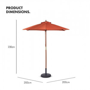 Umbrela de soare 2M, portocalie, tesatura/lemn/metal - Img 3