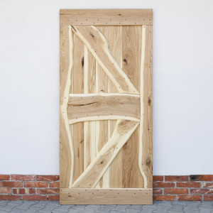 Usa glisanta Miltona, lemn masiv, maro, 100 x 210 x 40 cm - Img 2
