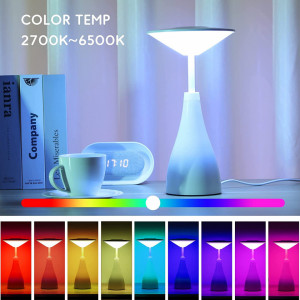 Veioza cu touch control compatibila cu Alexa Winees, LED, alb, iluminare multicolor, 30 x 16 cm - Img 5