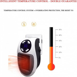 Ventilator cu incalzitor cu telecomanda si termostat CUIFULI, 500 W, alb/negru, 18 x 11 x 11 cm - Img 3