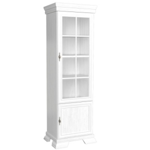 Vitrina living VMW1, 2 usi, 4 polite, Alb Antichizat, 58 x 40 x 193 cm - Img 1