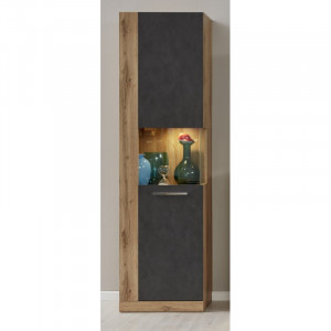 Vitrina Raúl, lemn masiv, maro/gri, 186 x 52 x 34 cm - Img 4