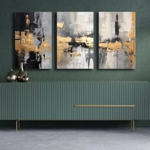 Wallity set 3 tablouri decorative canvas, 3x45x70 cm, dimensiune totala 145x70 cm, panza 100% 2.8mm, rama lemn pin 100%, multicolor - Verificat A · Re-Bloom