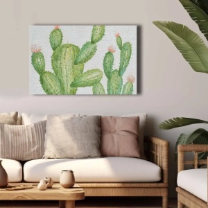 Wallity tablou decorativ model cactus canvas 45x70 cm, panza/lemn, alb/verde - Verificat A · Re-Bloom - Img 1