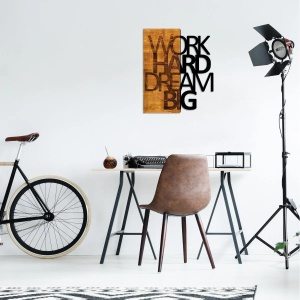 Wallxpert decor de perete lemn/metal, 48x58 cm, lemn 50% grosime 3cm + metal 50%, nuc/negru - Verificat A · Re-Bloom - Img 2
