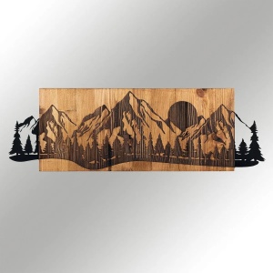 Wallxpert decor de perete metal/lemn, 75.5x24.5 cm, metal 1.2mm + cadru lemn 3cm, negru/nuc - Verificat A · Re-Bloom - Img 3