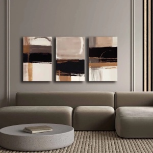 Wallxpert set 3 tablouri decorative canvas triptic, 3x45x70 cm, dimensiune totala 145x70 cm, panza 100% 2.8mm, cadru lemn pin 100%, multicolor - Verificat A · Re-Bloom - Img 4