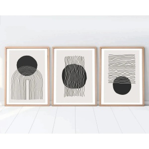 Wallxpert set 3 tablouri decorative cu rama, 3x50x70 cm, MDF 3mm, cadru lemn solid 2.5 cm, multicolor - Verificat A · Re-Bloom
