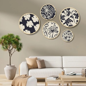 Wallxpert set 5 tablouri decorative lemn masiv 100%, 43.5/37/31/26/18 cm, grosime 1.5 cm, multicolor - Verificat A · Re-Bloom