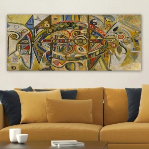 Wallxpert tablou decorativ canvas Richard Pousette-Dart, 50x120 cm, panza 100%, cadru lemn 100% grosime 3 cm, format panoramic, multicolor - Verificat A · Re-Bloom - Img 2
