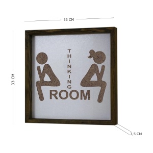 Wallxpert tablou decorativ inramat, 34x34 cm, MDF 3mm, gravura laser, cadru lemn pin solid 3.5cm, maro/alb - Verificat A · Re-Bloom - Img 3