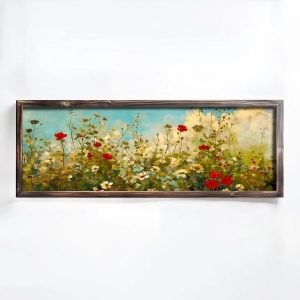 Wallxpert tablou decorativ inramat, 40x120x3.5 cm, MDF 3mm, cadru lemn pin 100%, imprimare UV, format panoramic, multicolor - Verificat A · Re-Bloom