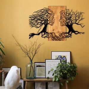 Accesoriu decorativ perete Tutku, lemn si metal, 92x58cm, Negru/Maro - Verificat A · Re-Bloom - Img 3