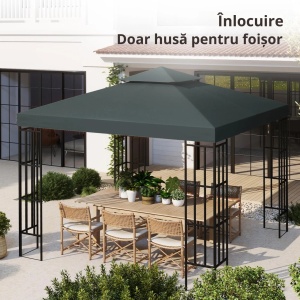 Acoperis de schimb pentru foisor Re-Bloom, poliester, 3x3 m, tesatura margine 18 cm, gri antracit - Verificat A · Re-Bloom - Img 6