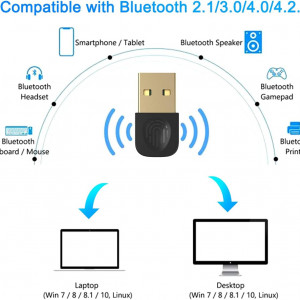 Adaptor dongle Eletrand, Bluetooth 5.0, metal/plastic, negru/auriu - Img 4