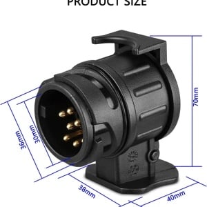 Adaptor priza auto 13 pini la 7 pini Casoter, metal/plastic, negru, 3,8 x 4 x 7 cm